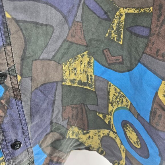 Vintage Verona Men's Art to Wear 100% Silk Button Down Shirt Large - Picture 8 of 14